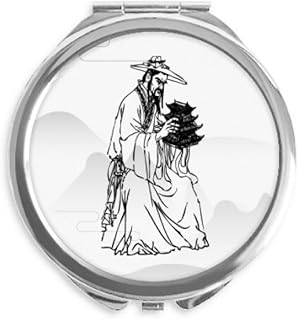 Dao China Ink Ppriest Hand Compact Mirror Round Portable Pocket Glass