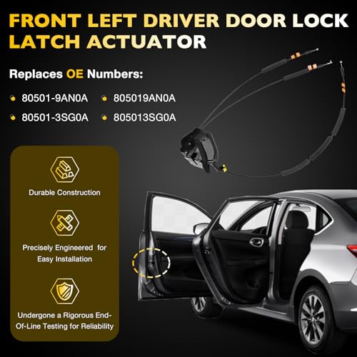 Image of Door Latch Lock Actuator Front Left Driver Side Compatible with 2013-2019 Nissan Sentra Driver Lock Actuator Replaces# 80501-9AN0A, 80501-3SG0A