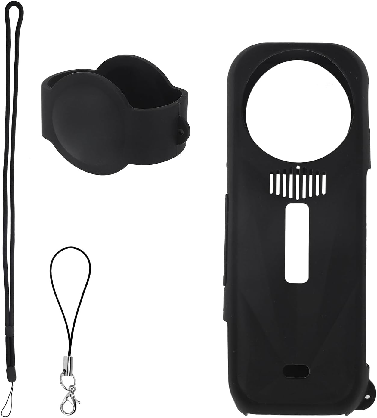 Silikonowe Etui Ochronne do Insta360 X5, Przenośna Osłona Korpusu Kamery Pokrywą Obiektywu Smyczą Kompatybilne Akcesoriami do Insta360 X5 Kamery (Czarny)