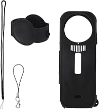 Protective Silicone Case for Insta360 X5, Portable Protective Case for Camera Body with Lens Cover and Wrist Strap Compatible with Insta360 X5 Accessories (Black)