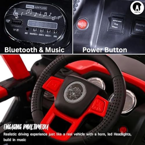 Image of Little Pup Battery Operated 4x4 Big Size 12V Battery Ride On Truck, Jeep for Kids Drive 2 to 10 Years | Motor for Steering | Remote Control | Suspensions | Jumbo Driving Car