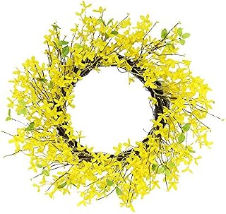 Puleo International 24 in. Artificial Yellow Jasmine Wreath, Green