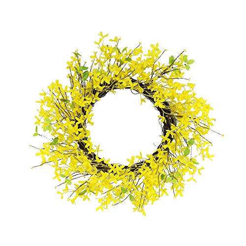 Puleo International 24 in. Artificial Yellow Jasmine Wreath, Green