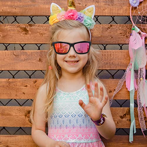 FEISEDY Kids Sunglasses UV400 Protection Polarized Lenses Boys Girls Age 3-9 TPEE Rubber Square Flexible Shades B28063