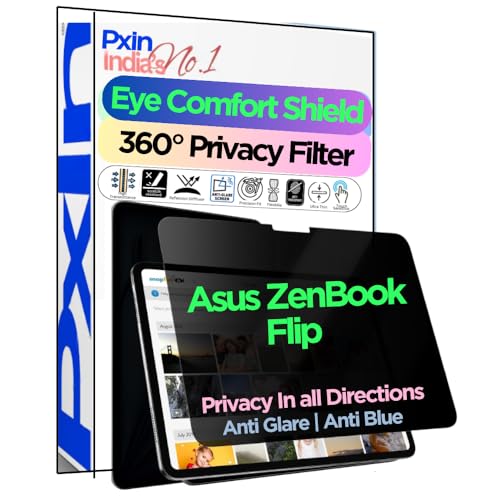 Image of PxIn Tablet Privacy Screen Guard compatible with Asus ZenBook Flip | No.1 | Anti Glare | Anti Blue Light | Anti UV | 4 Way Privacy Filter | 360 Privacy | Eye Protect