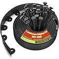 JAZIPO No Dig Landscape Edging Border 1.5 Inch Tall | 40 FT with 40 PCS Spikes, Garden Edging Border, Plastic Lawn Edging for Landscaping, Flower Beds, and Yard
