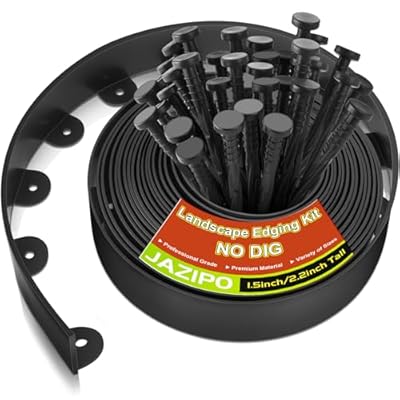 JAZIPO No Dig Landscape Edging Border 1.5 Inch Tall | 40 FT with 40 PCS Spikes, Garden Edging Border, Plastic Lawn Edging for Landscaping, Flower Beds, and Yard