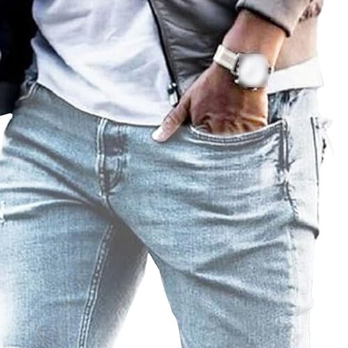 Men's Cutout Skinny Casual Jeans Trendy Slim Fit Straight Leg Jeggings High Waist Stretch Denim Pants3
