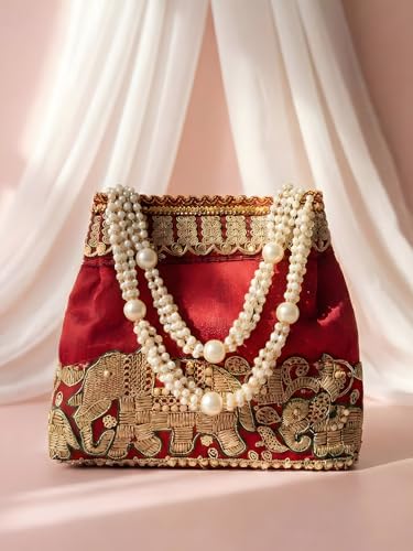 Image of Adiva Potli Handbags For Women | Potli Bags For Ladies For Wedding | Potli Bags For Women | Wedding Bags For Woman | Batwa Potlis Hand Bag | Designer Potli Bag For Ladies For Marriage