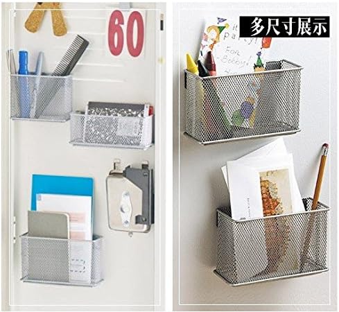Miniatura 3 de Cestas magnéticas de almacenamiento para archivos, malla metálica, 4 piezas, 1 juego de bandeja de escritorio resistente, soporte para cartas de
