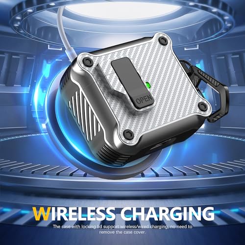 Image of RFUNGUANGO AirPods 3 Case with Lock Magnetic Lid, CF Silver