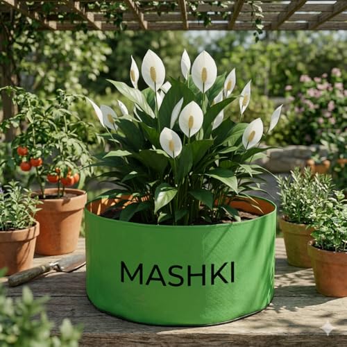 Image of MASHKI HDPE Grow Bags for Home, Terrace & Balcony Gardening - Big Size Vegetable Plant Grow Bags (15x15, 18 inchx18 inch & 24 inchx24 inch - Heavy Duty, UV Stabilized) (1, 24x12 Inches)