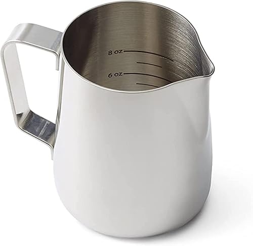 Miniatura 1 de Rattleware Jarra Macchiato grabada de acero inoxidable de 32 onzas, perfecta para el hogar, cafetería, restaurante, hotel, oficina o uso comercial,