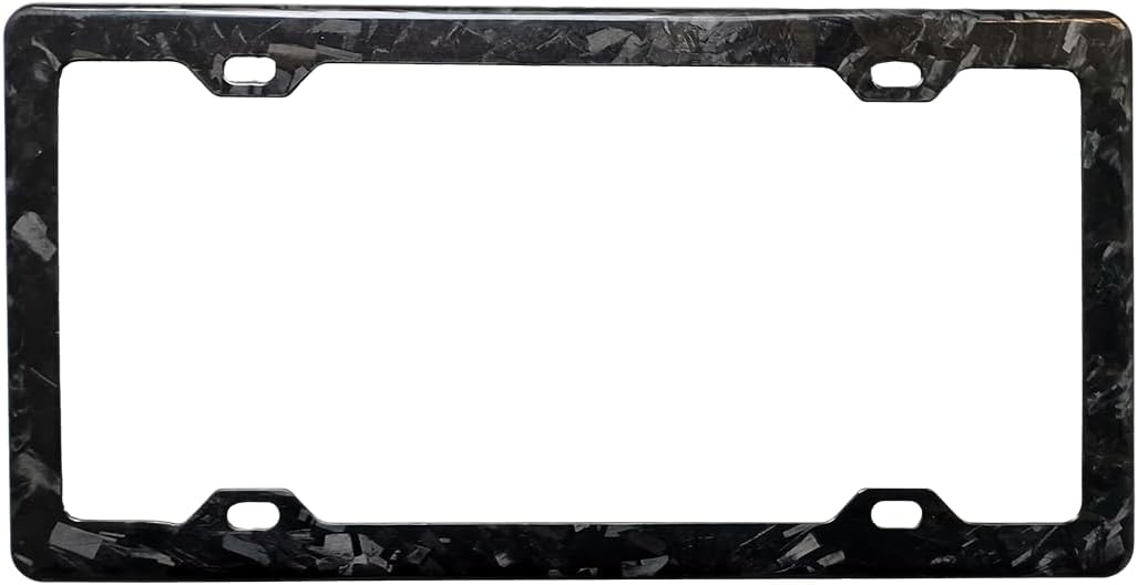 100% Pure Real Carbon Fiber License Plate Frame with Screws & Caps Standard Size for USA Car (4 Hole-1PCS)