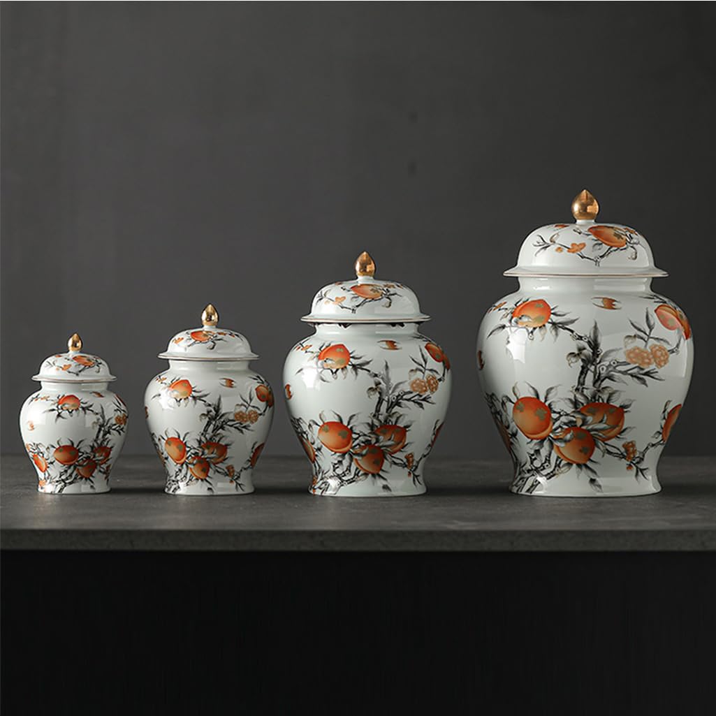 Duży ceramiczny wazon na imbir w stylu chińskim do dekoracji domu, ceramiczny wazon na imbir w stylu chińskim z pokrywką do dekoracji kuchni i jadalni (średni)