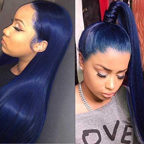 blue wig human hair