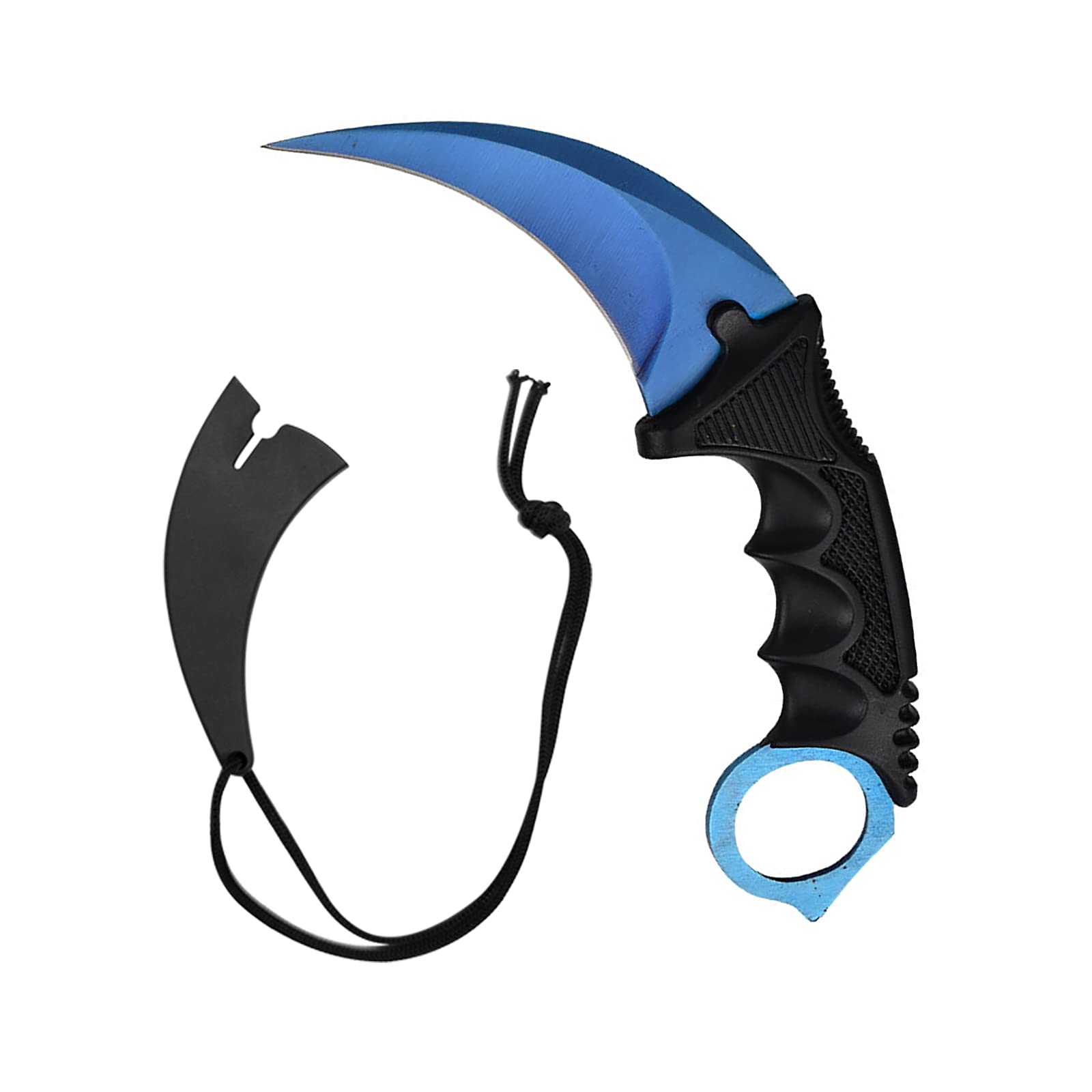 Karambit Knife, Stainless Steel Fixed Blade Knife with Sheath and Cord Knife CS-GO for Hunting Camping and Field Survival (Blue)