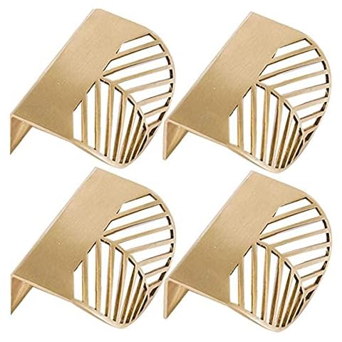 Cabinet Handles,4pcs Leaf Shape Cabinet Pulls Brass Gold Furniture Handles Kitchen Door Drawer Pull Knobs Cover