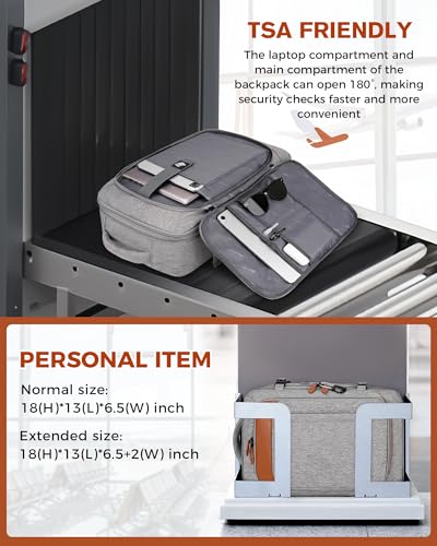 Vancropak Carry on Backpack, Flight Approved 18x14x8 Travel Backpack with 3 Packing Cubes, Expandable Large 40L Travel Bag fits 17.3" Laptop, Anti Theft Luggage Suitcase Weekend for Women Men, Grey - Image 4