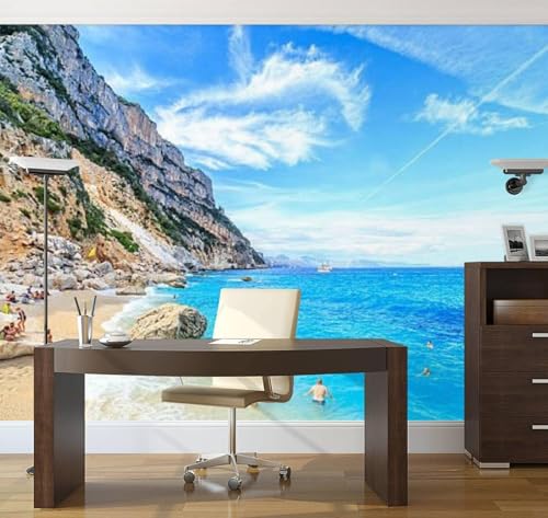 Papier peint mural 3D plage pour agrandir une petite pièce - 3