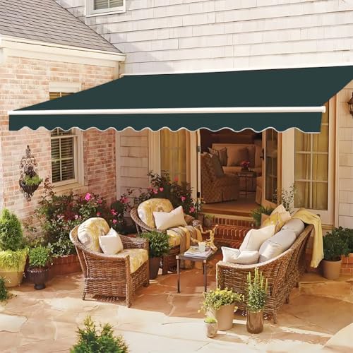 Auvent rétractable 6.5x2m vert foncé en polyester pour terrasse et balcon - 6