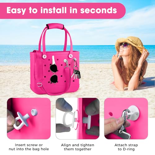 Image of Strap Wrap for Bogg Bag Accessories, Adjustable Shoulder Crossbody Long Strap with Handle Wrap for XL Medium Bog Bag Simply Southern Beach Rubber Tote Bags -Pink