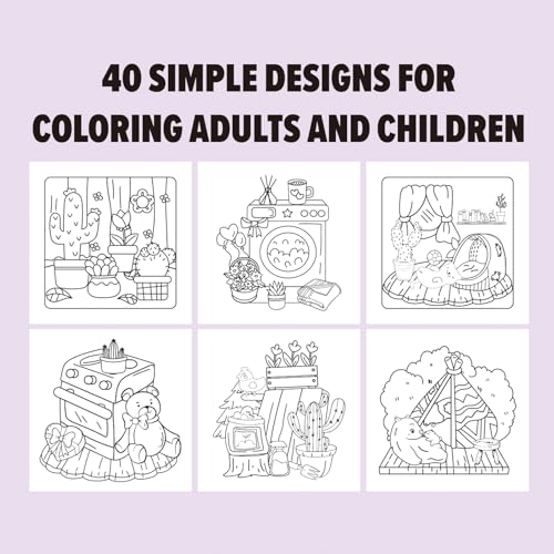 YQWUCO Coloring Book Set for Adults,Cute Coloring Book for Adults Relaxation with 80Patterns, Super Cute Animal Characters with Easy and Simple Designs for Relaxation — view 5