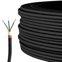Textilkabel für Lampe, Stoffkabel 3-adrig (3x0,75mm²), Schwarz - 3 Meter