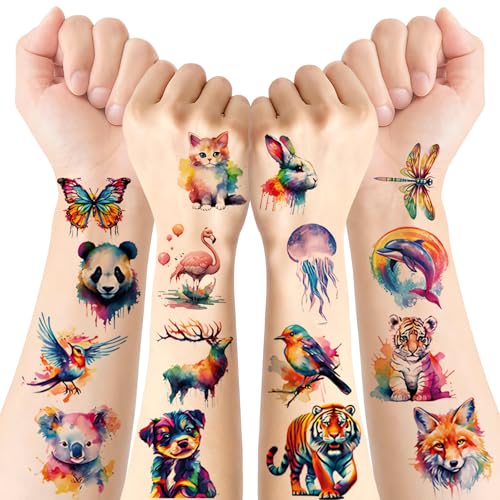 Animais tatuagens crianças, animais tatuagem temporárias para decoração presentes de festa aniversários crianças