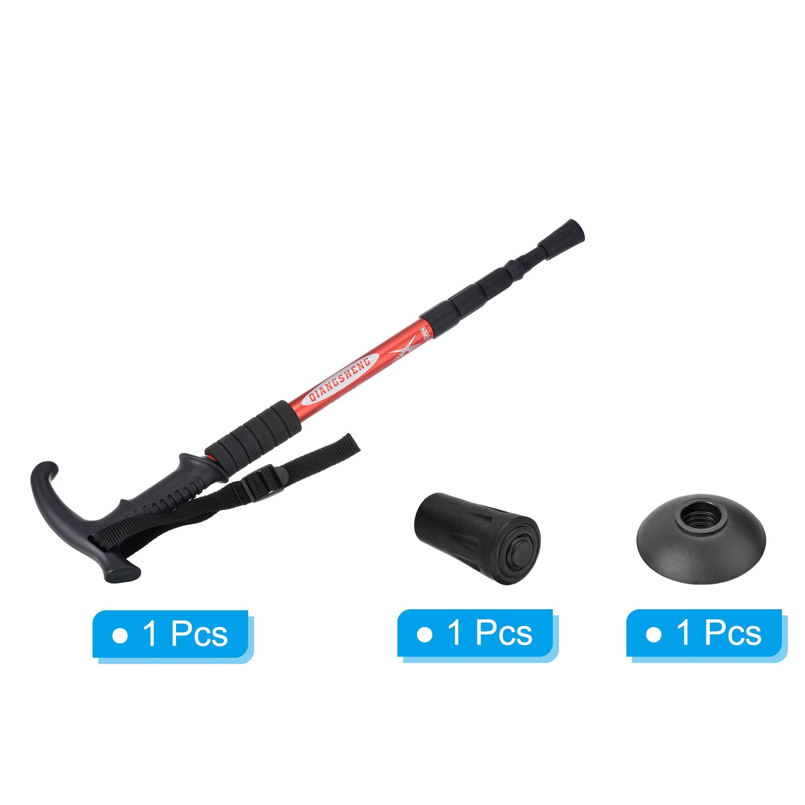 PATIKIL Senderismo Bastones, Plegables Telescópicos Senderismo Bastones 21-43 Pulgadas T Mango con Barro Cesta Aluminio Aleación para Exterior Senderismo Caminar Campamento, Rojo