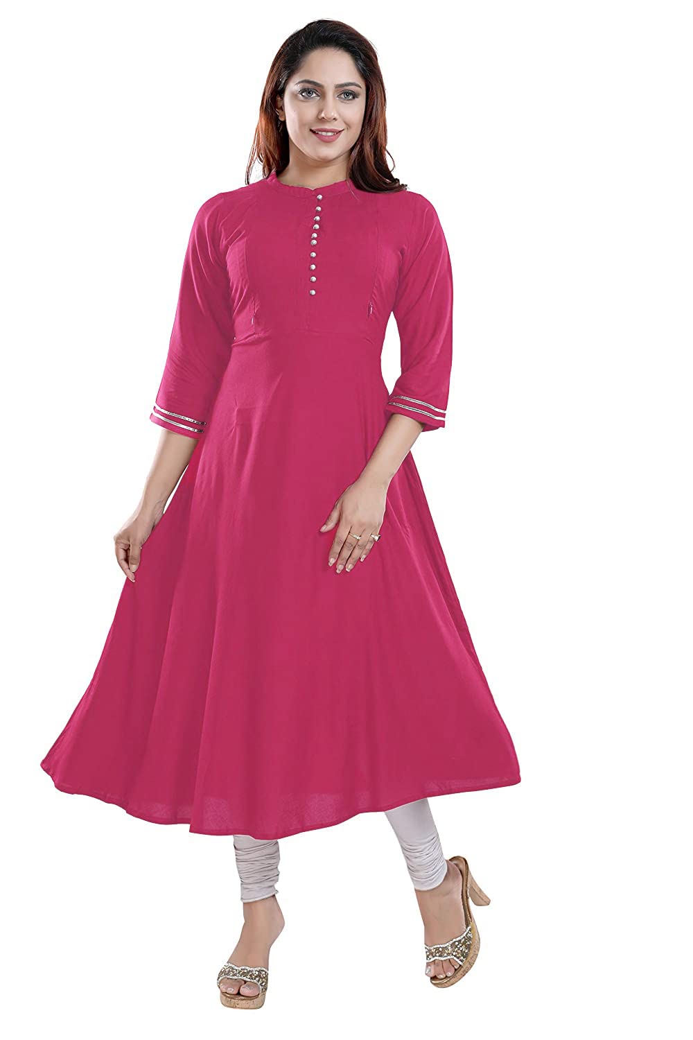 VISVA DESIGNER Plain Anarkali Style Maternity Baby Feeding Cotton Kurtis for Women