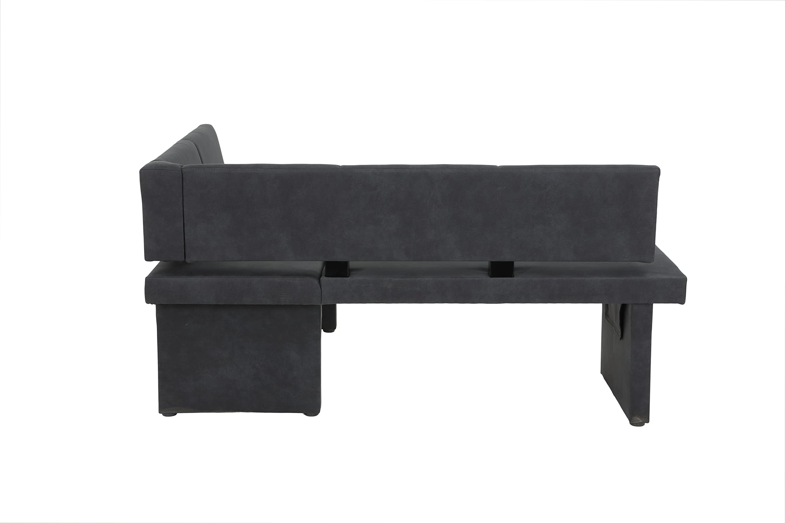 Hela Pia Banco esquinero de Comedor, Estructura de Madera con tapizado de Tela, Microfibra Antracita, Montaje a Derecha-Izquierda, 168 x 128 x 86 cm