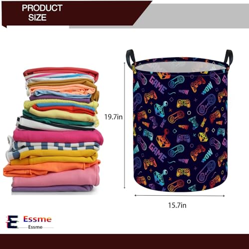 Image of Essme Kids Laundry Basket,Game Hamper Collapsible Waterproof Storage Bin for Boys,Gift Baskets(Color Game)