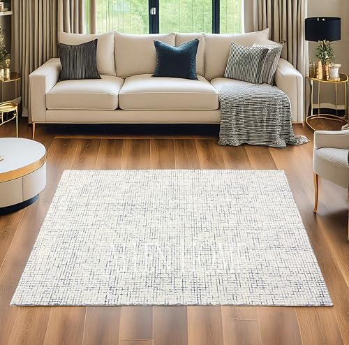 Tapete Decorativo Azul 274x183 cm de Lana Hecho a Mano miniatura 2