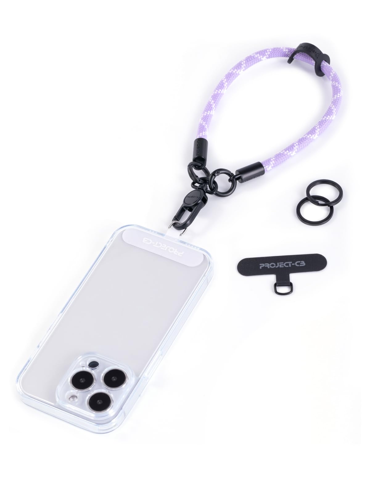 project-cb Phone Wrist Strap 1,Tether Tab 2,Hand Strap, Phone Wristlet,Key Ring 2, Lanyard Patch,KeyChain (Purple)