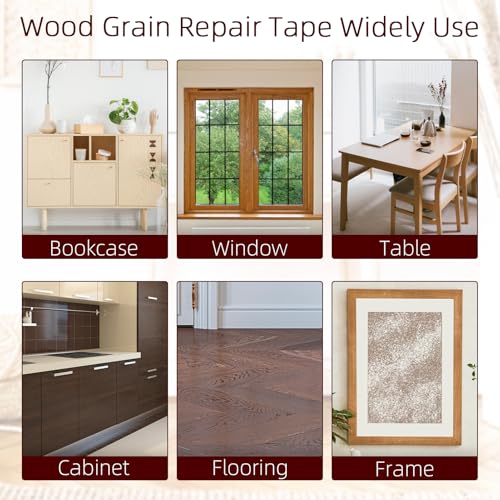 Image of 1 Roll 4 Inch X 32 ft Wood Grain Tape,Wood Contact Paper Self Adhesive Repair Patch for Furniture, Tables, Chairs, Windows, Floors, Home Decor, Handicraft DIY (White)