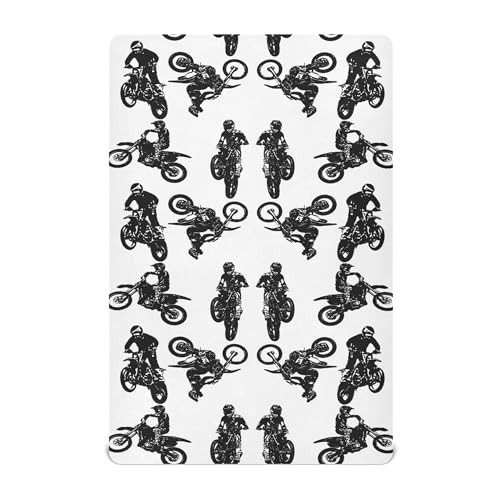 Image of Motorcycle Motorcyclists Crib Sheets Soft Breathable Fitted Baby Crib Sheets Mattress Cover for Girls Boys, 52 inch x 28 inch x 9 inch