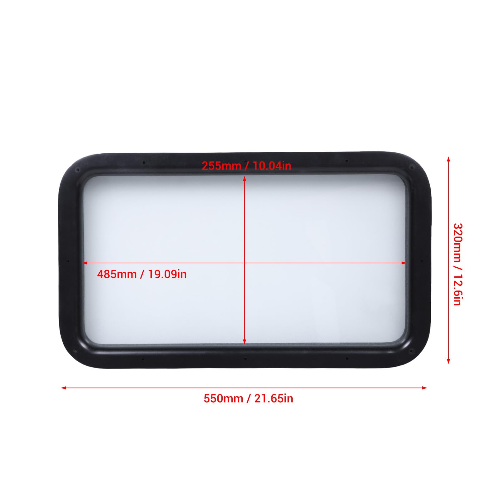 Fockety Fenêtre de Porte d'entrée pour VR (12 po L x 21 po H) avec Cadre Noir, Verre Opaque dépoli, Remplacement de fenêtre pour Caravane, remorque de Voyage ou Camping-Car
