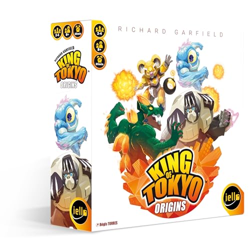 IELLO Juego de Mesa King of Tokyo Origins, para 2 – 4 Jugadores a Partir de 8 años, 30 Minutos de Tiempo de Juego, Juego estratégico de Dados Lleno de Caos y destrucción