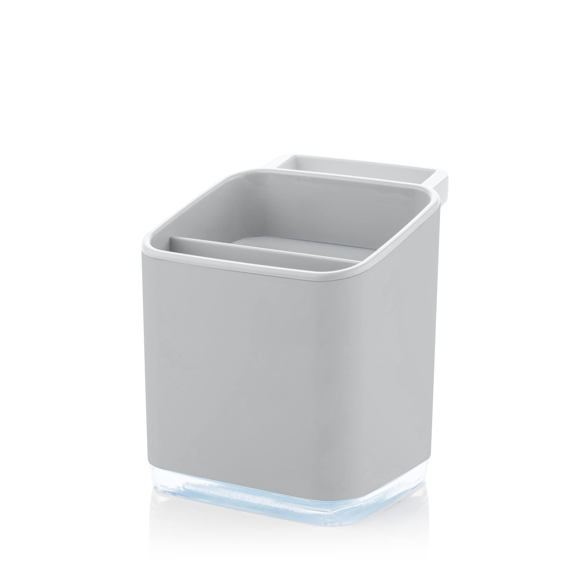 Minky Homecare Sink Caddy-Sponge Holder with Removable Tray, Rail for Cloths, and Drainage Spout Small Footprint Organizer for Kitchen Accessories-Made in UK, One Size, Light Grey