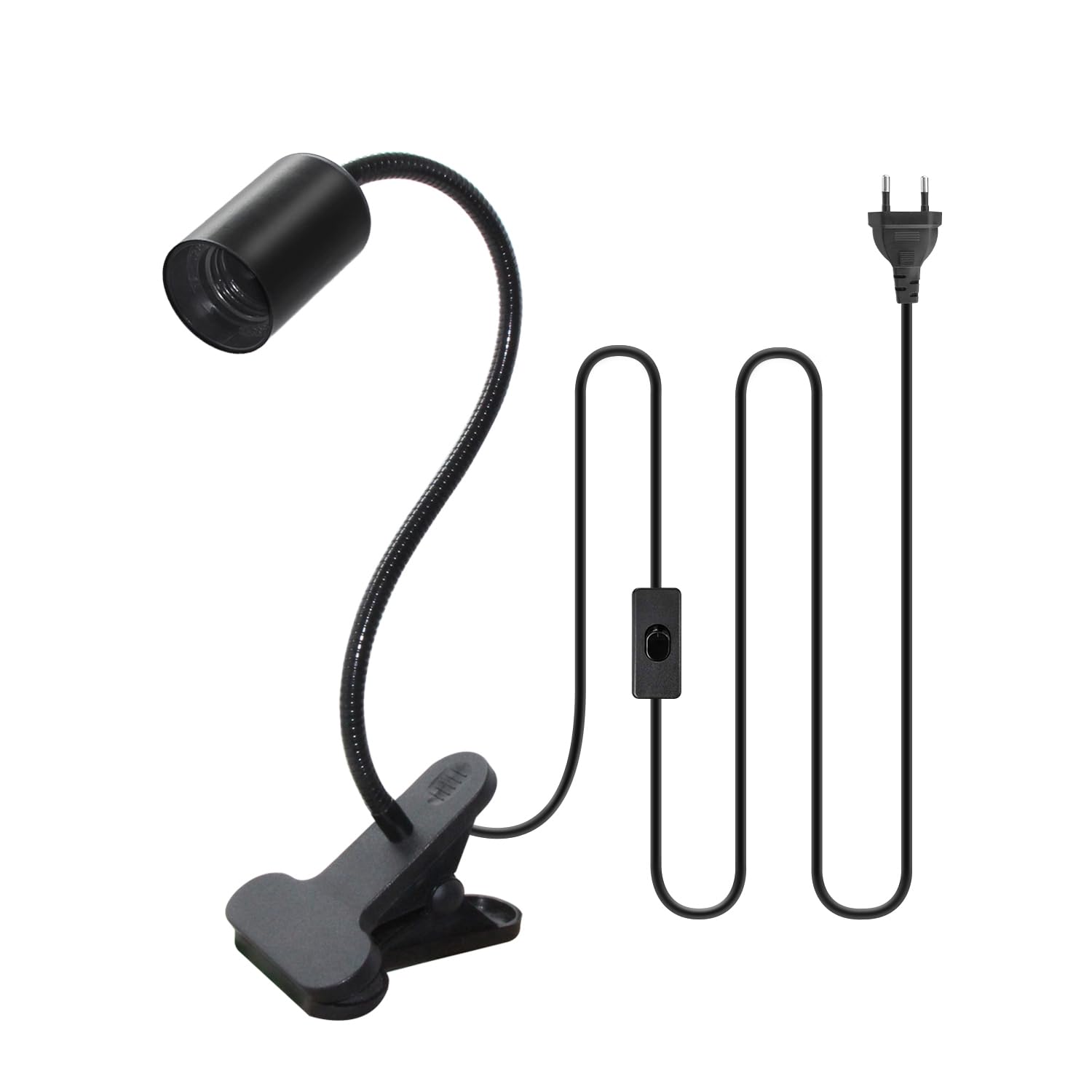 Portalampada E27 Con Pinza E Collo Flessibile - Lampada Da Letto, Scrivania E Piante Con Cavo Da 240cm - Foto 6