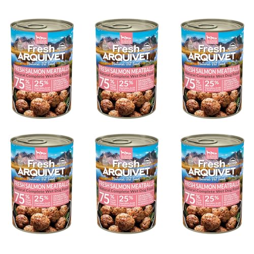 ARQUIVET - Pack 6 Unidades Fresh Salmon - Latas de albóndigas de Salmón - Latas de 400g - Comida húmeda para Perros, Todo Tipo de Razas
