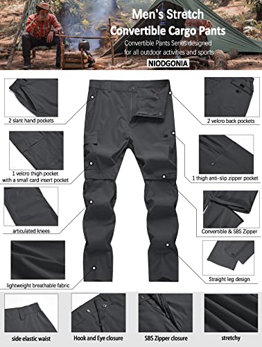 Mens Hiking Convertible Pants Waterproof Lightweight Quick Dry Zip Off Fishing Travel Safari Outdoor Cargo Work Grey 34 #TOP4