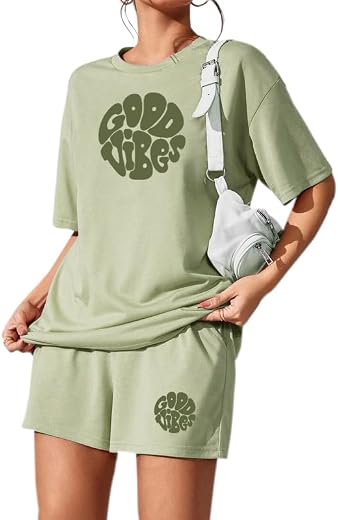 KSHS Women Cotton Night Suit Top & Shorts Set | Loose Fit Printed Nightwear Co Ord Set Stylish Western | Soft Breathable S...