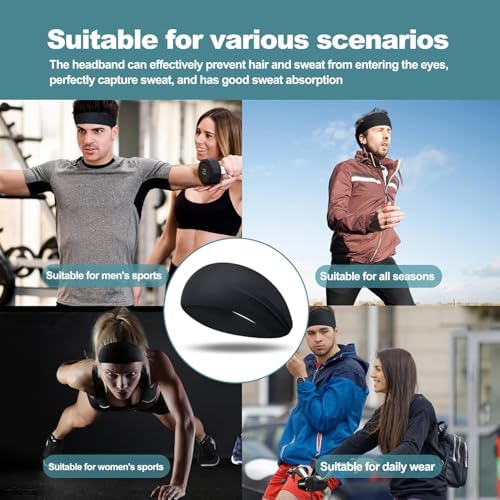 Image of PAROPKAR Workout Sweat Bands Headbands for Men Women Sport Non-Slip Head Band,Moisture Wicking Hairband, Long Hair, Quick Dry, Running, Yoga, Hiking, Tennis, Exercise Fitness Gym