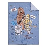 Star Wars Rule The Galaxy Blue, Grey, White 4 Piece Toddler Bed Set - Comforter, Fitted Bottom Sheet, Flat Top Sheet, Reversible Pillowcase