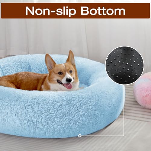 Image of JOLLYVOGUE Dog Bed, Calming Anti-Anxiety Large Dog Bed, Fluffy Donut Cushion for Medium and Large Pets (27 inch /30 inch /36 inch)