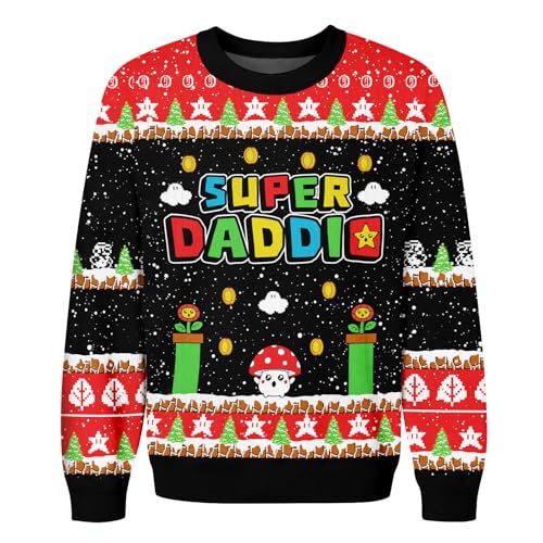 Image of 99TIMORO Super Mari Ugly Christmas Sweater for Men and Women, Holiday Pullover Novelty Crewneck Sweatshirt, Festive Outfit Gift