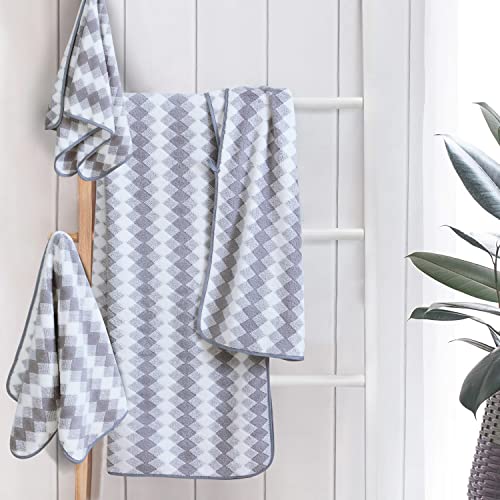 Image of Spread Spain Microfiber Hand Towels, Set of 2, 360 GSM, Super Soft & Highly Absorbent, Hand Towel for Gym & Workout Towels, Hanging Loop, 40x60cm (Grey)