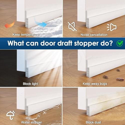 Image of OVIOL Door Bottom Sealing Strip Self-Adhesive Under Door Gap Filler Rubber Ac Door Blocker Door Dust Stopper for Home Door Gap Sealing Strip Cockroach Insect Bugs Draft Stopper Waterproof (1, White)